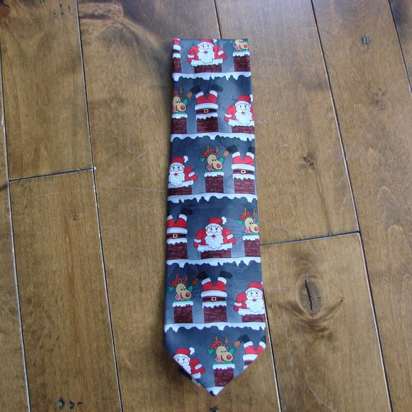 Mens Tie Christmas HOHOHO Santa Rudolph Reindeer Teachers - Picture 4 of 10